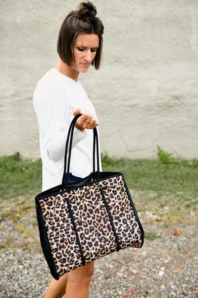 The Emma- Leopard Neoprene Bag