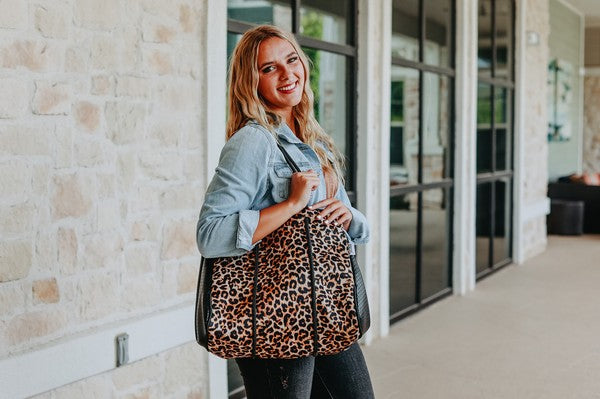 The Emma- Leopard Neoprene Bag