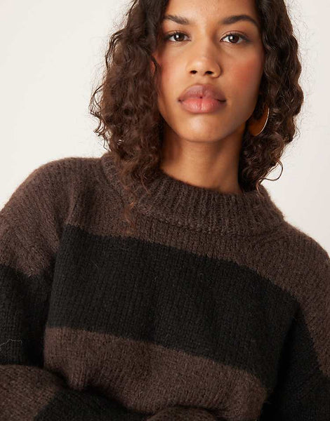 ASOS DESIGN oversized crew neck sweater in stripe