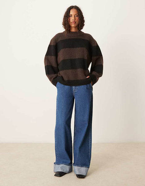 ASOS DESIGN oversized crew neck sweater in stripe