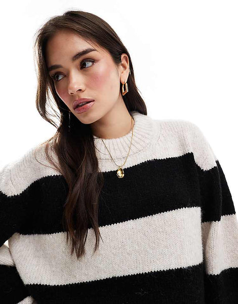 ASOS DESIGN oversized crew neck sweater in stripe