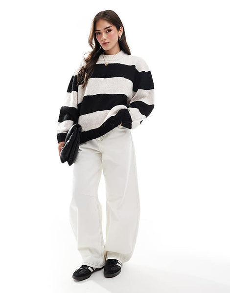 ASOS DESIGN oversized crew neck sweater in stripe