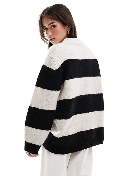 ASOS DESIGN oversized crew neck sweater in stripe