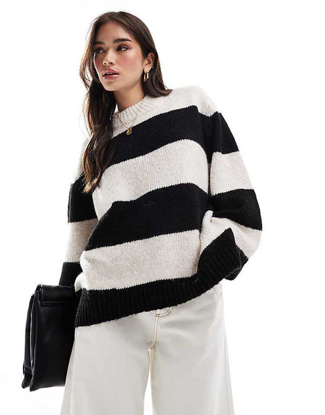 ASOS DESIGN oversized crew neck sweater in stripe