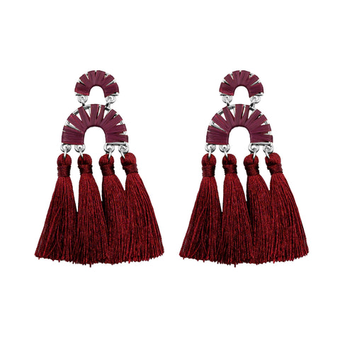 Pavlova Collection - Silver Maroon Earrings