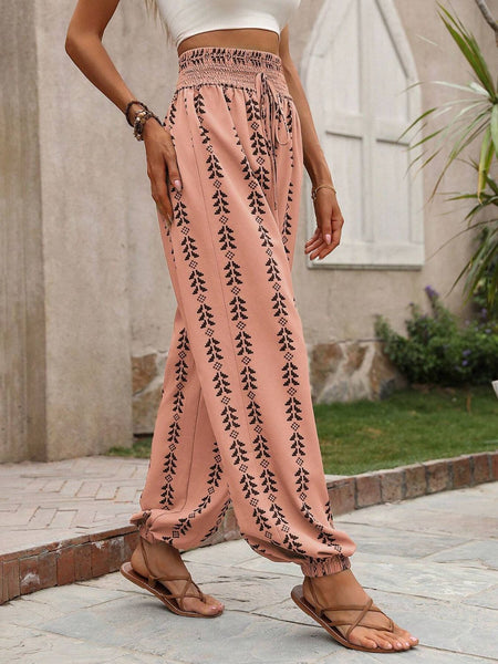 Tied Printed High Waist Pants