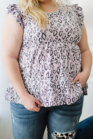 Gray Plus Size Leopard Babydoll Tank Top