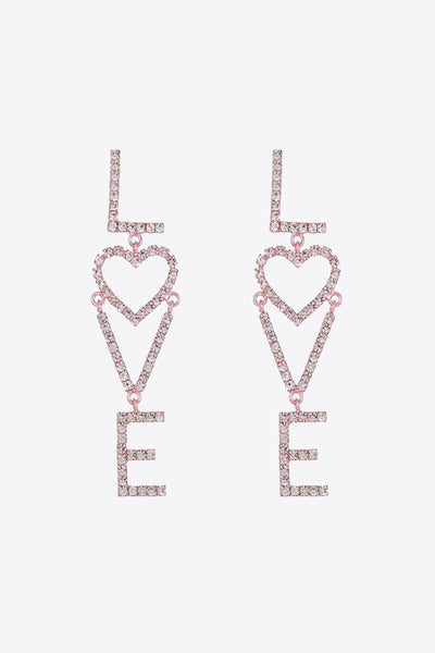 LOVE Glass Stone Zinc Alloy Earrings